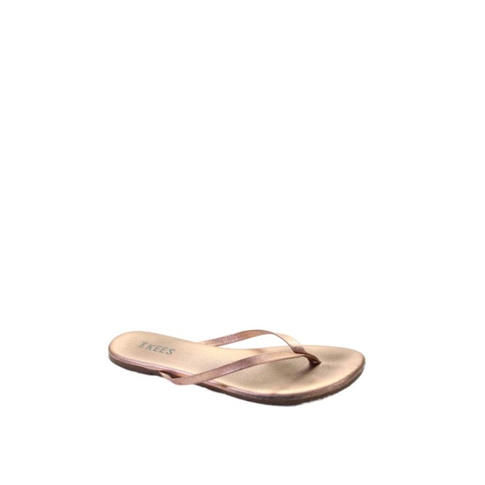 TKEES Womens Leather Thong Slide On Sandals Bronze Size 3
